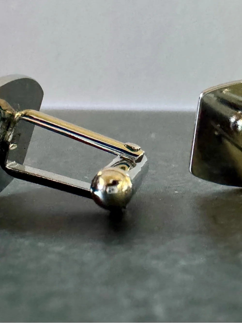 Vintage Abalone Shell Cufflinks Silver Tone Iridescent Blue Green MCM